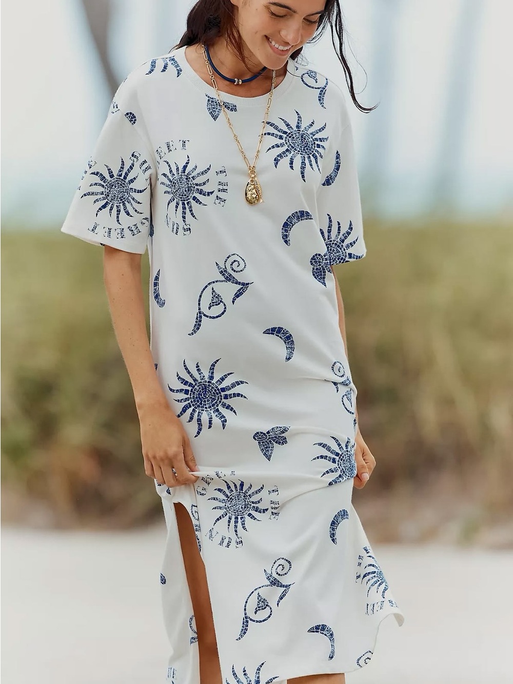 Celandine Graphic Maxi T-Shirt Dress Anthropologie size M (See measurements)